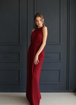 Вечірня сукня для нового року, червона яскрава довга сукня