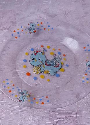 Набор столовый детский стеклянный "дракончик" (3 предмета)