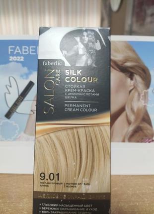 Стійка крем-фарба для волосся "шовкова фарбування" тон 9.01 перламутровий блонд ( 8258)1 фото