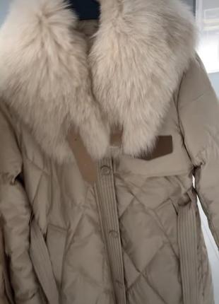 Шикарное натуральное пальто плащ с натуральным мехом, китай.,6 фото