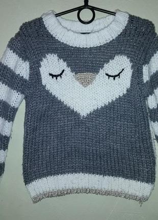 Свитшот крупная вязка девочке 7 лет