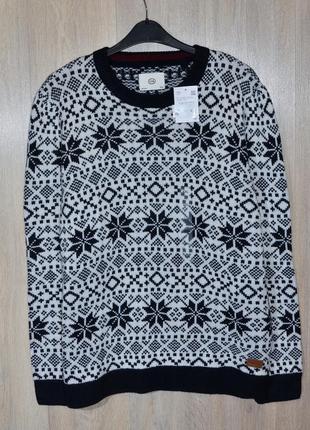 Новорічний светр c&a. xxl різдвяний джемпер пуловер кофта чоловічий санта клаус дід мороз олень вовняний орнамент скандинавський на подарунок