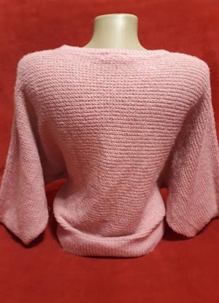 Красивый вязаный  свитерок нежно розового цвета оверсайз!2 фото