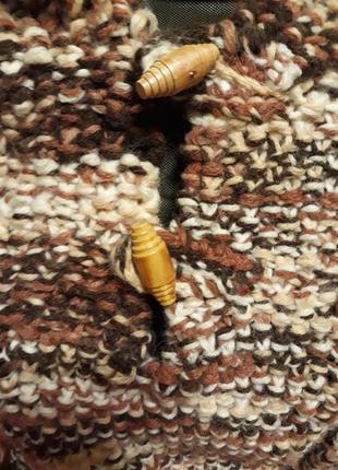 Шерстяной удлененный свитер/ толстовка с капюшоном ручная работа5 фото