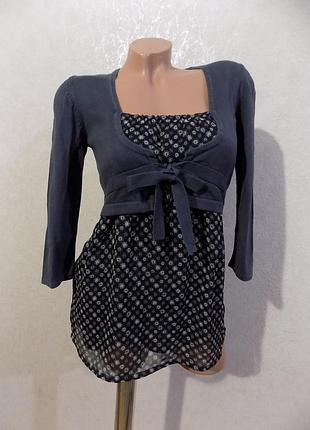 Кофта-туника обманка с шифоном красивая фирменная s.oliver размер 44