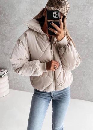 Женская стильная курточка на каждый день, осень-зима, цвет: беж, олива, хаки, размер: 42-46 48-52