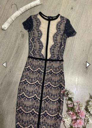Мереживна облягаюча сукня міді, елегантне плаття,4 фото