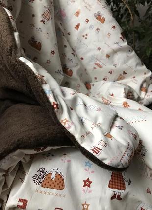 Тёплое детское одеяло-плед хлопок/флис