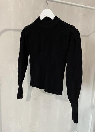 Кофта светр гольф zara укорочений чорний в рубчик
