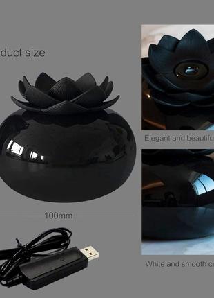 Ультразвуковий керамічний аромадифузор чорний лотос з usb2 фото
