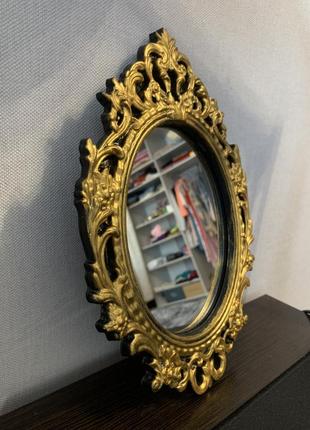 Винтаж винтажное гипсовое фигурное викторианское рококо будуар бронза барокко зеркало бронзовое золотое вензели подарок фотосессия рамка сказочное сурсер1 фото