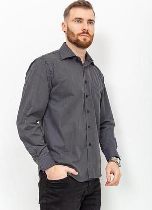 Актуальная серая мужская рубашка в полоску полосатая мужская рубашка батал мужская рубашка большого размера