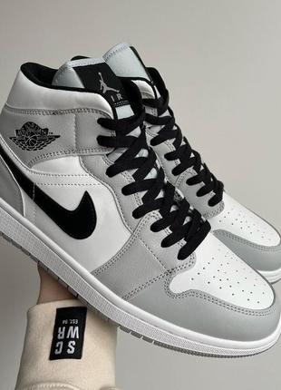 🍁nike air jordan 1 retro high grey 3🍁кросівки чоловічі джордан 1 сірі, мужские кроссовки найк джордан серые высокие