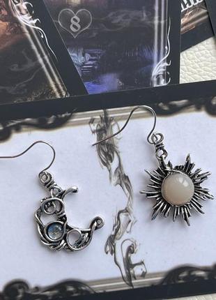 Модні богемські сережки «сонце та місяць» срібні круглі сережки з кришталем жіночі жіночі бохо-ювелірні