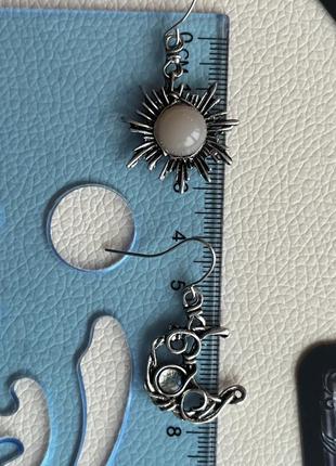 Модні богемські сережки «сонце та місяць» срібні круглі сережки з кришталем жіночі жіночі бохо-ювелірні3 фото