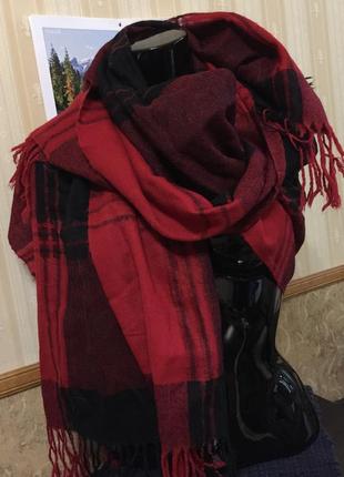 Червоно-чорний зимовий шарф, 180*651 фото