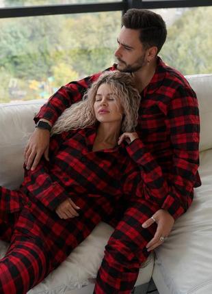 Фланелева піжама унісекс, піжама сорочка та штани