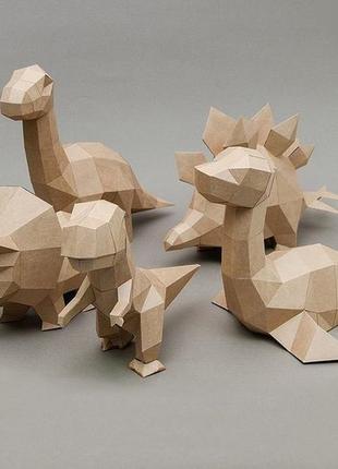 Набір паперкрафт papercraft динозаври бебі 3d1 фото