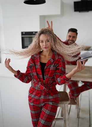 Фланелева піжама унісекс, піжама сорочка та штани