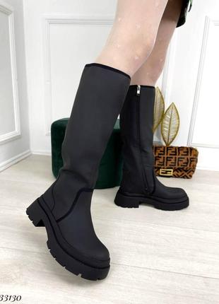33130👑женские сапоги в искусственной матовой коже зимние