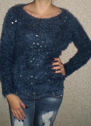 Женский нарядний свитер с паетками пайетка/жіночий светр/жіноча кофта паєтка з паєтками1 фото