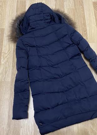 Теплая зимняя куртка курточка пуховик парка зимня тепла зимова синя темна на пуху3 фото