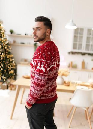 Жіночий светр, новорічний светр з оленями, family look, парні светри, светр для пари на новий рік, вовняний светр, теплий светр9 фото