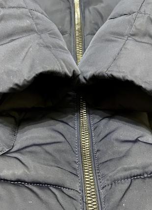 Теплая зимняя куртка курточка пуховик парка зимня тепла зимова синя темна на пуху5 фото