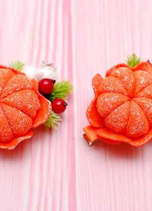 Заколки з мандаринками новорічні
