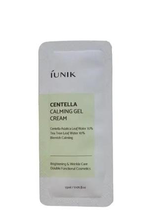 Заспокійливий крем-гель для обличчя з центелою iunik centella calming gel cream 1.5 ml (пробник)1 фото