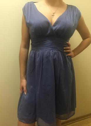 Распродажа! супер платье синее легкое на подкладке m(46)1 фото