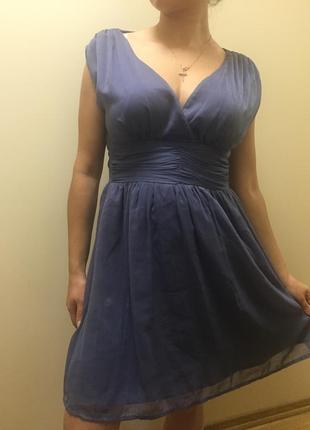 Распродажа! супер платье синее легкое на подкладке m(46)5 фото