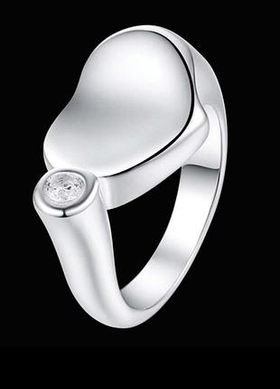 🏵стильное кольцо в серебре 925 с фианитом сердце, 17 р., новое! арт.3161
