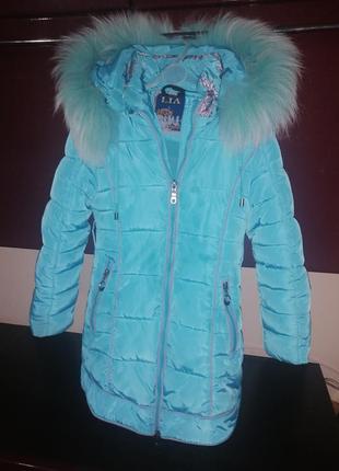 Зимова курточка на дівчинку 6-7 років (116-122)