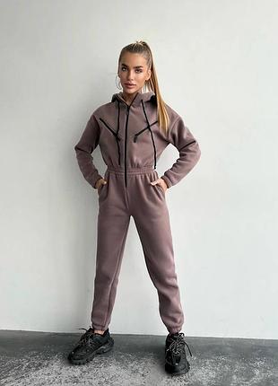 Теплий стильний спортивний комбінезон на флісі