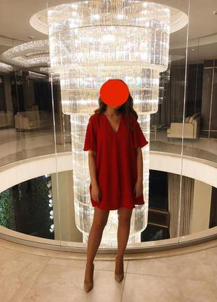 Коктейльна червона сукня бренду zara2 фото