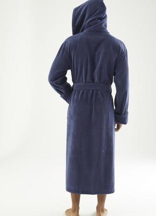 Чоловічий халат nusa з капюшоном синій2 фото