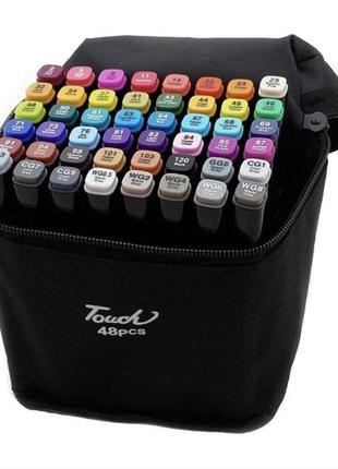 Набір маркерів для скетчингу та малювання tc 48 шт. двосторонні професійні фломастери