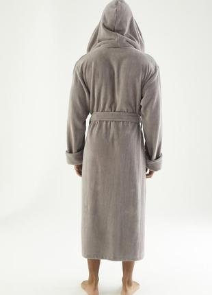 Чоловічий халат nusa з капюшоном сірий4 фото