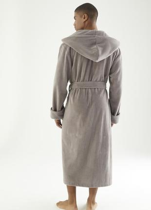 Чоловічий халат nusa з капюшоном сірий3 фото
