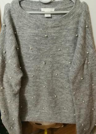 Ніжний светр з перлинами жемчугом h&m3 фото