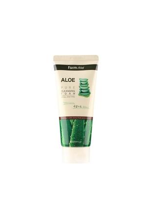 Очищающая пенка для умывания с алоэ farmstay aloe pure cleansing foam