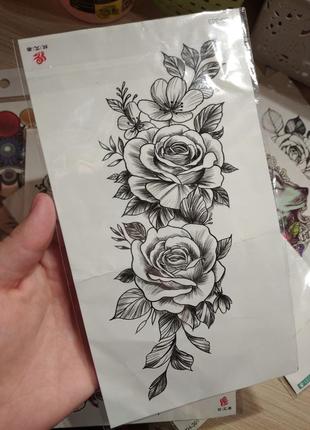 Тимчасове татуювання квіти, тату троянди, татуювання тимчасове,флеш тату2 фото