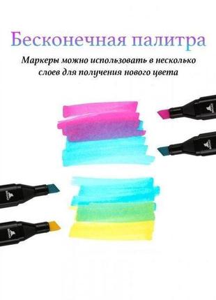 Набор маркеров для скетчинга и рисования tc 120 шт двусторонние профессиональные фломастеры3 фото