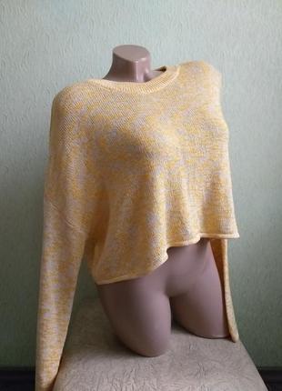 Широкий укороченый свитер. кроп топ. пуловер. оранжевый, желтый меланж.2 фото