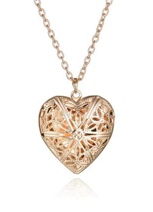 Жіночий ланцюжок із кулоном підвіски на шию, красива біжутерія "сердечко vb6" золотистий
