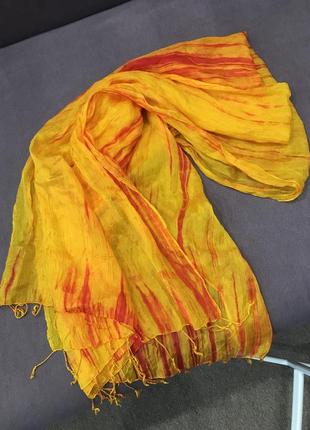 Вогняний шарф із шовку tie-dye