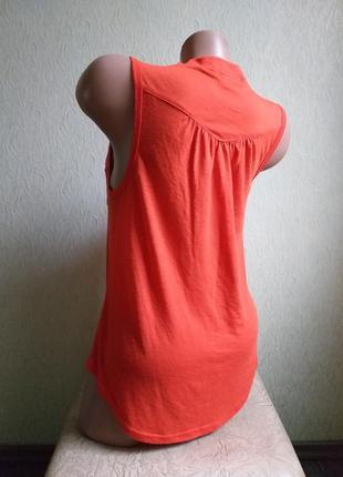 Трикотажная рубашка. блуза. туника. футболка с пуговицами. майка. оранжевая, коралловая.4 фото