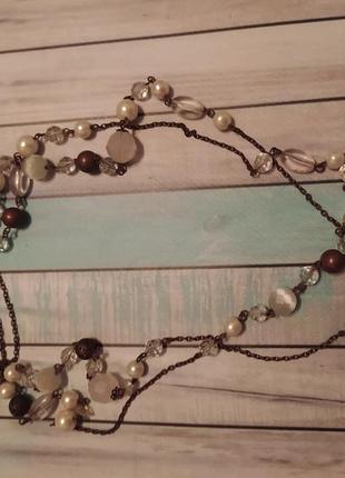 Намисто пластик,метал, грановаге скло довге