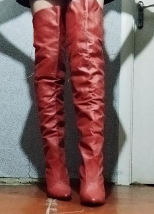 Ботфорти червоні італія шкіра
